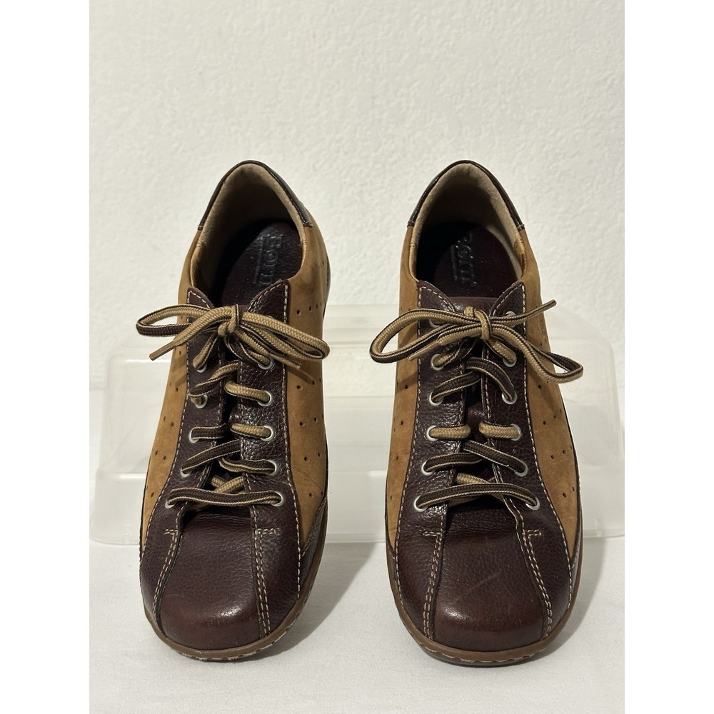 Born Hawkeye Brown Leather 2 Tone Oxford Lace Up Casual Comfort Shoe Womens Sz 8 - Picture 6 of 9